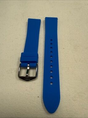 Fossil Blue Silicone Watch Strap with Silver Buckle 18mm